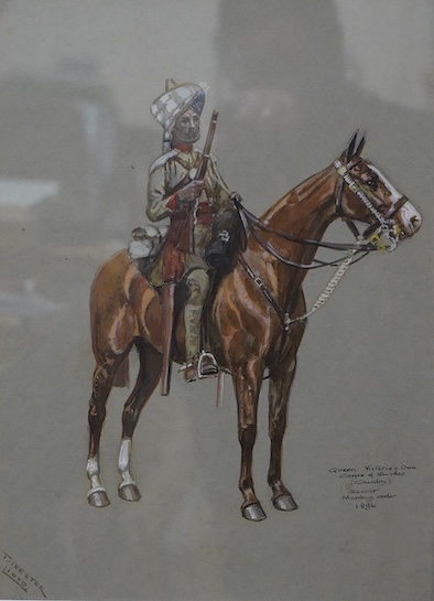 T. Ivester Lloyd (1873-1942), watercolour, 'Queen Victoria's Own Corps of Guides (Cavalry) Sowar Marching Order 1896', signed, 35 x 25cm. Condition - good.